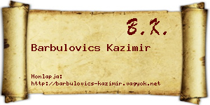 Barbulovics Kazimir névjegykártya